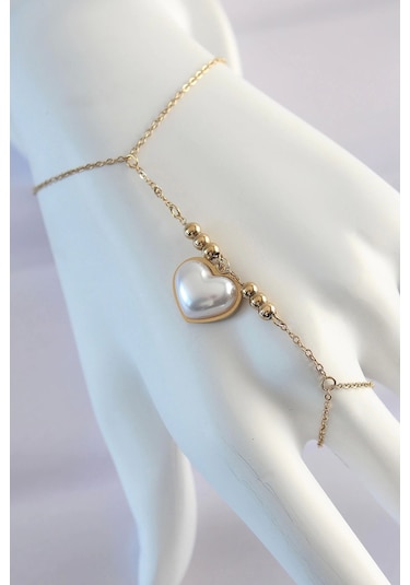 316l Çelik Gold Renk Beyaz Bubble Kalp Tasarımlı Şahmeran - Tj-sn576 Çok Renkli