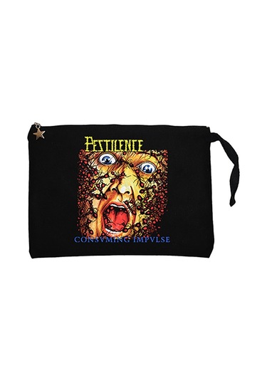 Pestilence Consuming  Siyah Clutch Astarlı Cüzdan / El Çantası Siyah