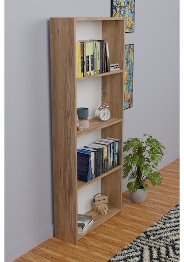 5 Raflı Kitaplık Arkalıklı Geniş Raf Kütüphane 170cm Atlantik Çam