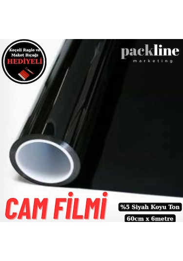 %05 Koyu Ton Siyah Cam Filmi Ev - Araba - Balkon - Ofis 60cm X 6metre