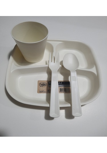 Kahvaltı Tabağı 3 Bölmeli Mama Tabağı Tabldot Ve Bardak Ve Çatal Kaşık