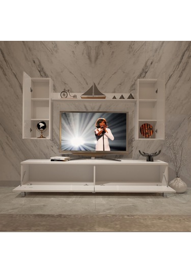 Decoraktiv Eko 5d Slm Std Krom Ayaklı Tv Ünitesi Tv Sehpası Beyaz