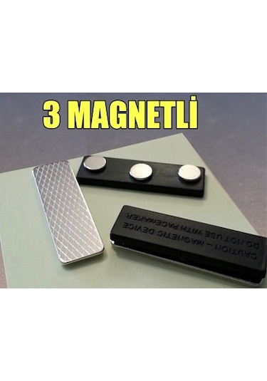 Mıknatıslı Yakalık Isimlik - 3 Mıknatıslı Manyetik Rozet Tutucu