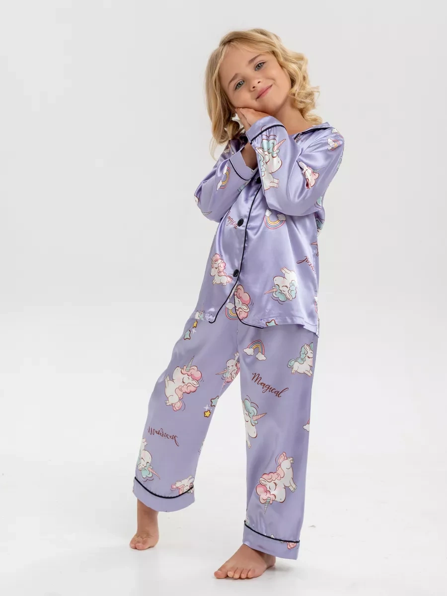 Milaeva Kids Çocuklar İçin İpek Pijama Takımı 170068594 Leylak
