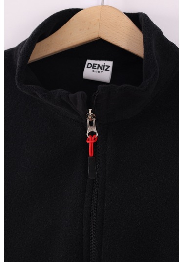 Monox Çocuk Unisex Parmak Geçmeli Polar Ceket Siyah