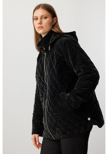 Ekol Kadın Büyük Beden Kapitone Şişme Mont 6805 Siyah Siyah