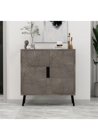 Darien Ç001 Çok Amaçlı Dolap Gordion Mermer/ahşap Siyah