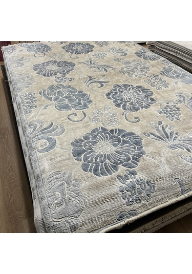 Eko Halı Fantacy 1525 Cream Blue El Dokuma Salon Halısı Krem Mavi