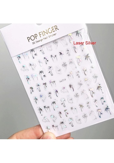 3d Tropikal Hindistan Cevizi Ağaçları Palmiye Yaprakları Tırnak Sanat Çıkartmalar Yapıştırıcı Kaydırıcılar Çıkartmaları Çivi Süslemeleri İçin Manikür Aksesuarları Kırmızı Chına