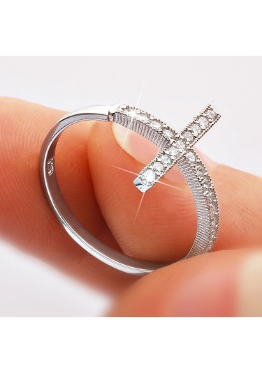 Kuyumcudukkani Haç Yüzük-10213-w-w Beyaz