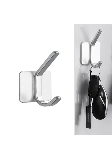 Yapışkanlı Metal Banyo Mutfak Eşya Askılığı-al4618 1 Adet Gümüş