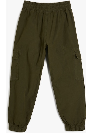 Koton Basic Jogger Pantolon Beli Bağlamalı Pamuklu Haki 4skb40021tw 4SKB40021TW853 Haki