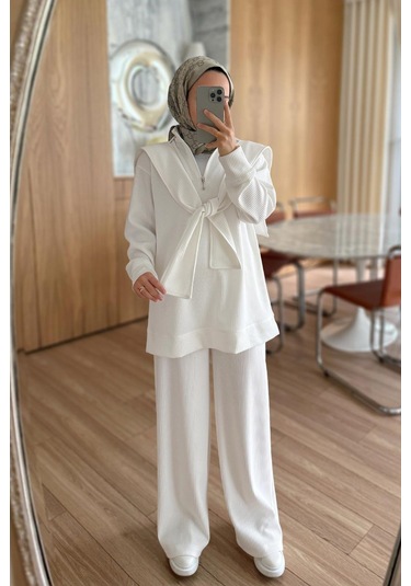 Omuz Atkılı 3'lü Takım - Beyaz Beyaz