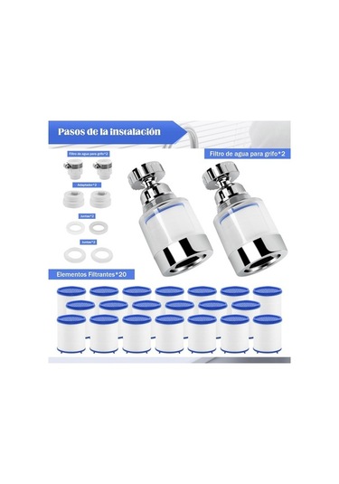 Bosphorusboutique02 Adet Döner Mutfak Musluk Suyu Filtresi, 20 Filtre Elemanlı, 360 Dön. Lavabo Arıtıcı, Klor Ve Florür Azaltıcı Diğer