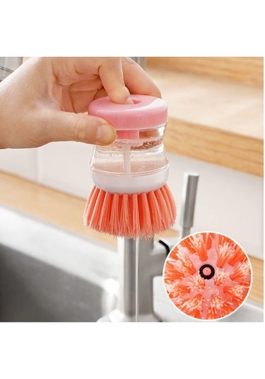 Pratik Sıvı Deterjan Hazneli Bulaşık Fırçası Hazneli Mutfak Banyo Lavabo Yıkama Fırçası 1 Adet