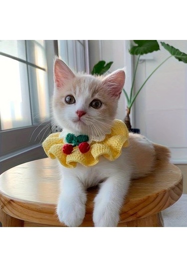 Willowhaven Pembe S Boyutlu Yumuşak Tığ İşi Evcil Hayvan Tasması, Hardal-beyaz Ekose Fiyonk