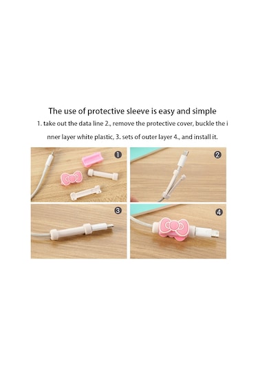 Fosenze Sevimli Hayvan Şekilli Kablo Koruyucu - 10 Adet Şarj Kablosu Kırılma Önleyici