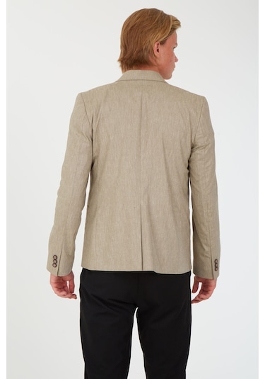 Sposo G-179 İki Düğme Klasik Kalıp Bej Erkek Blazer Ceket Bej