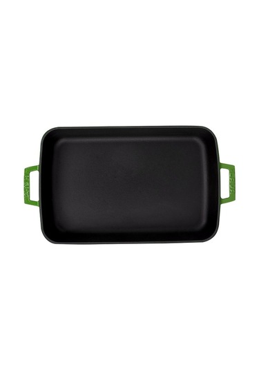 Lava Döküm Dikdörtgen Tepsi 26X40 CM Yeşil