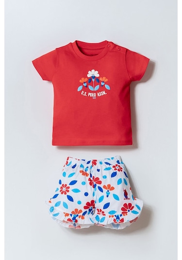 U.s. Polo Assn. Kız Bebek Kırmızı Şort Takım Kırmızı