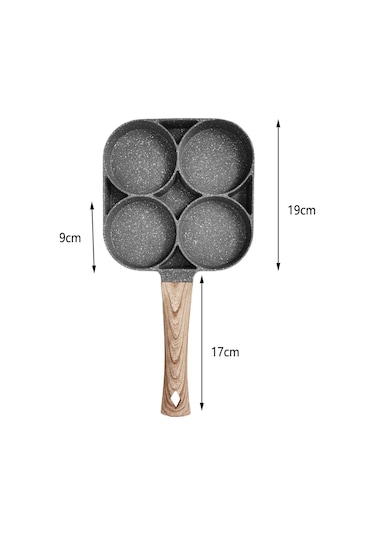 Homyl 4 Delikli Omlet Tavası Yumurta Kızartma Pişirme Mutfağı Gazlı + İndüksiyon Ocak