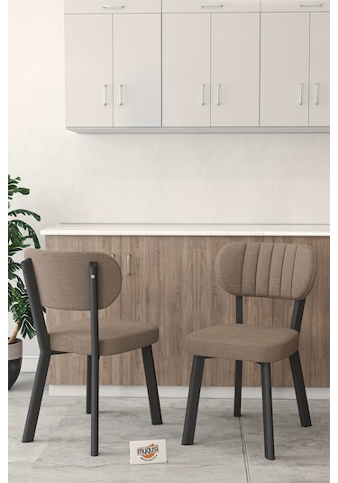 Gnr 70x110cm Sabit Atlantik Mutfak Masası Takımı, Yemek Masası, 4 Modern Cappucino Sandalye Cappuccino