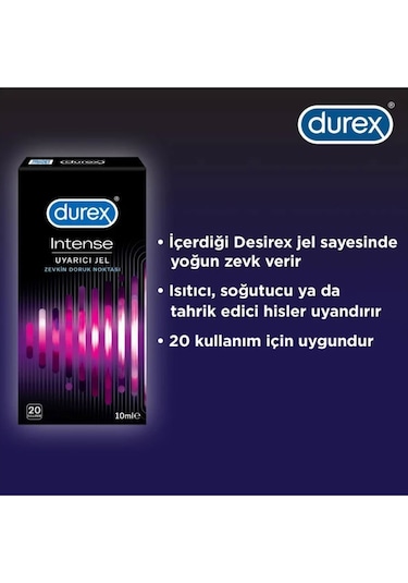 Durex Intense Kadın Uyarıcılı Jel + Siyah Deri Şaplak + Hediye