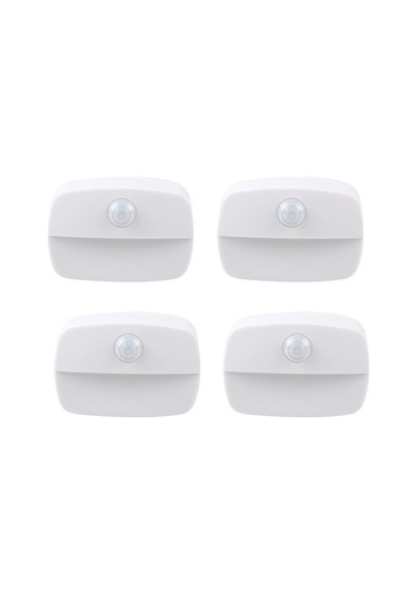 Mufunye Led Pır İnsan Algılama Akıllı Gece Lambası - Merdiven, Dolap, Şifonyer Için Islak Beyaz 4'lü Paket Pil Dahil Değil Beyaz