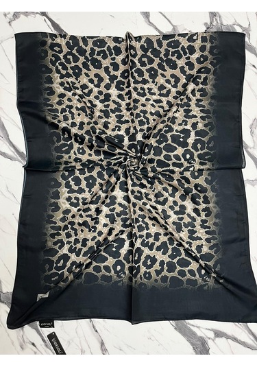 İpekseli Leopar Desenli Organik Pamuk Şal - 2 912