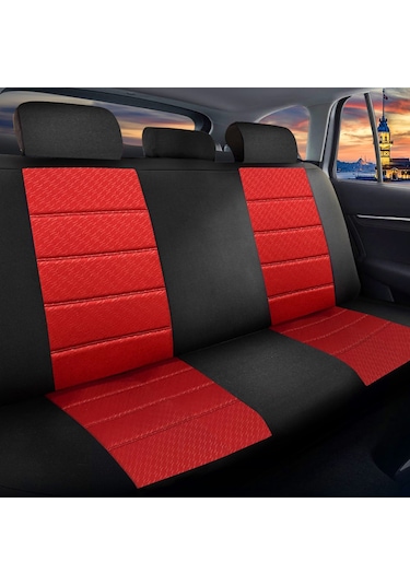Minderland K1 - Suzuki Splash İle Uyumlu Koltuk Kılıfı, Tam Takım/kırmızı-siyah