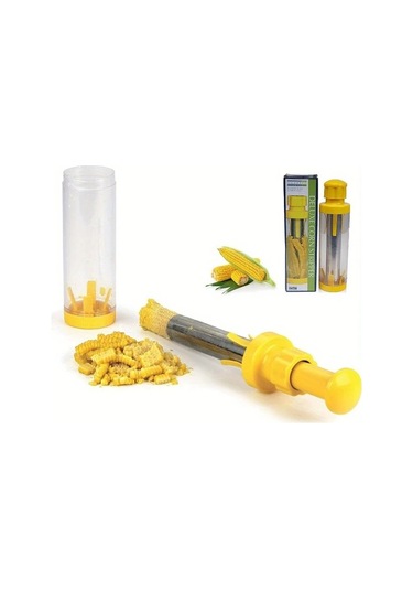 Chuangyinshop Manual Paslanmaz Çelik Mısır Ayırıcı 10.23 Inç Ergonomik Yellow Plastik Sap Sarı