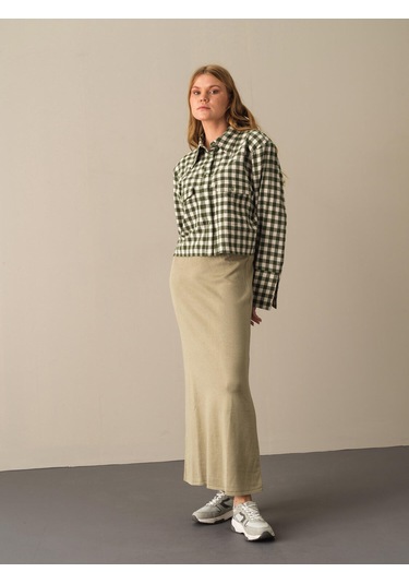 Yeşil Regular Fit Triko Uzun Etek 850893 Yeşil