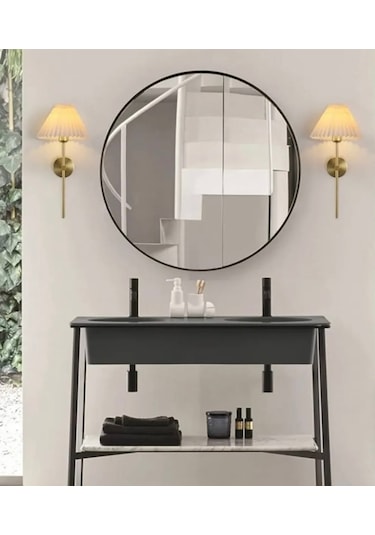 Kablosuz Pilli Aplik Tak Çalıştır Krem Abajur Umbrella Aplik Eskitme Gold Sarı Gold