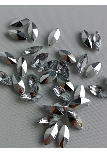 Akrilik Baklava Model Takı Boncuk Nikel Renk 15x7mm 2000 Adet