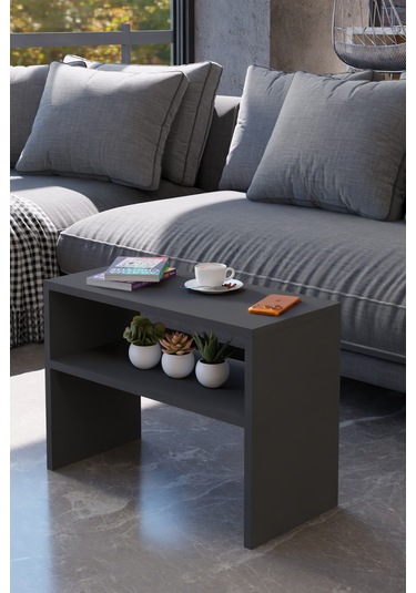Alpa Ev Mobilya Alt Raflı Orta Sehpa, Modern Salon Sehpası, Dekoratif Çay & Kahve Yan Sehpası Antrasit Alpa Ev Mobilya Alt Raflı Orta Sehpa, Modern Salon Sehpası, Dekoratif Çay & Kahve Yan Sehpası Antrasit