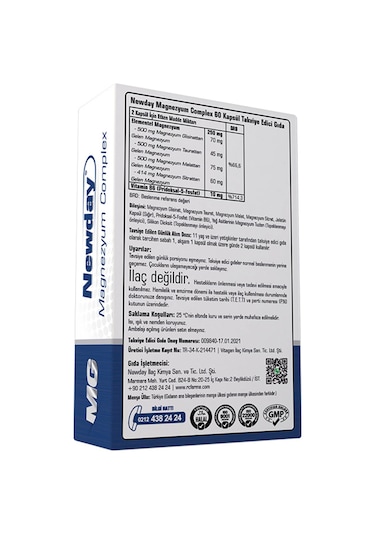 Newday Magnezyum Complex Vitamin B6, 60 Kapsül