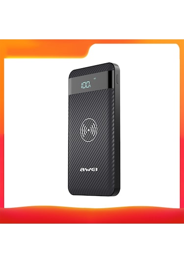 Jeemson Aweı P55k Kablosuz 10000mah Powerbank Siyah - 3 Cihazı Eşzamanlı Şarj Edebilir, Akku Miktarı Göstergeli, Mini Tasarım Siyah