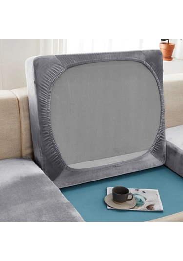 Xiyyadms Halka Kapalı Gri Gümüş Tilki Kadife Koltuk Kılıfı - Tam Kapama M Bedeni - Poliester Materyal Açık Gri