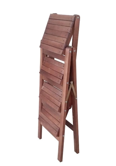 Ahşap Merdiven Tabure Katlanır Ceviz 4 Basamak Ceviz