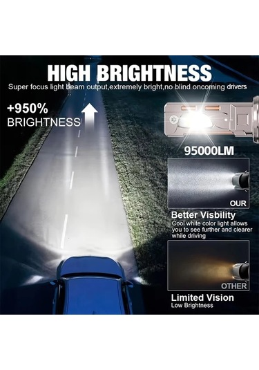 Cordial H11 95000lm Süper Parlak Led Canbus H8 H9 H16 H7 H18 9005 9006 9012 Araba Far Ampulleri