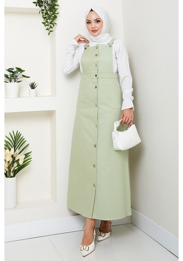Boydan Düğmeli Gabardin Jile 1552 - Açık Yeşil Açık Yeşil