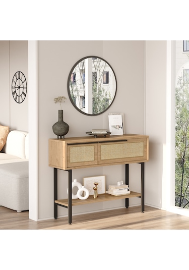 Robin Home Lidya Dresuar Aynalı Kapaklı Metal Ayaklı Uv Baskı Sep Kahverengi