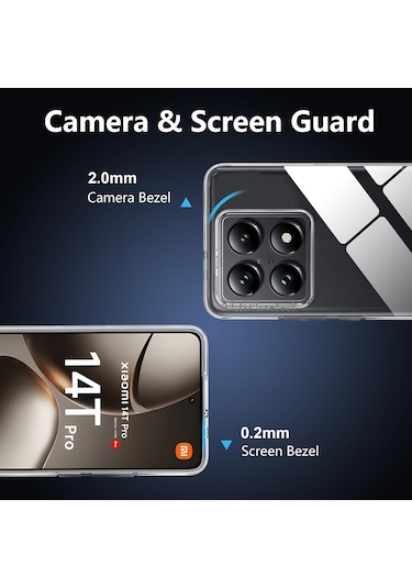 Xiaomi Mi 14t Pro Kılıf Kamera Korumalı Yumuşak Şeffaf Silikon