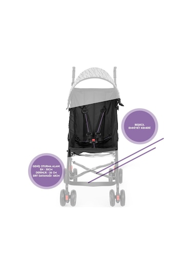 Moony Baby MB108 Stork Baston Bebek Arabası Puset - Antrasit