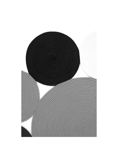 Cool Halı Luke 849 Siyah Beyaz Oval Halı Paspas Bohem Örgü Hasır Kilim Mutfak Balkon Banyo Halısı