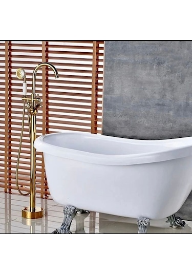 İsaoğlu Yapı Küvet Bataryası Gold Küvet Armatürü Premium Batarya Jakuzi Küvet Uyumlu Yerden Gold