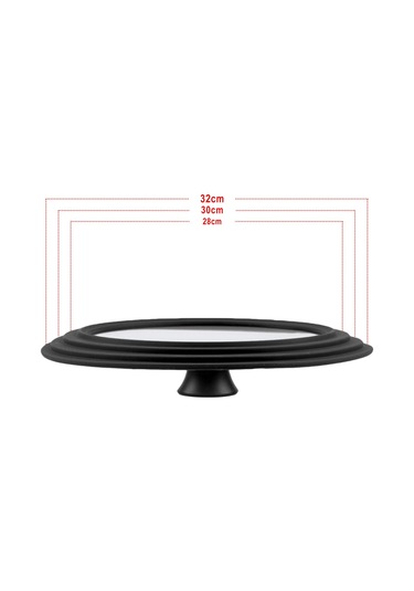 Homyl Tencere Tavalar Için Evrensel Silikon Cam Kapak Kapakları Siyah