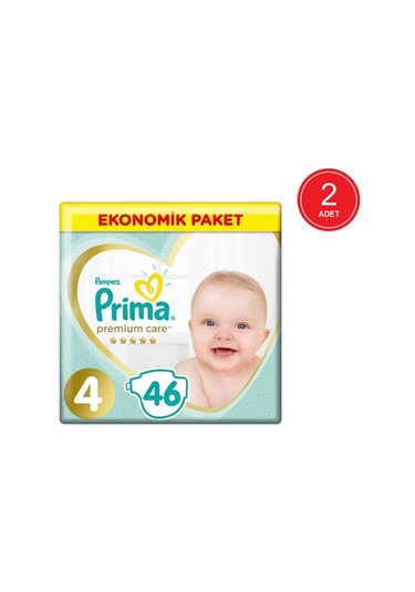 Prima Bebek Bezi Premium Care 4 Beden Ekonomik Paket 2 x 46 92 Adet 2'li