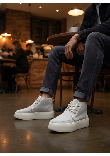 Ba0550 İçi Kürklü Bağcıklı Krem Erkek Tarz Spor Bot Krem