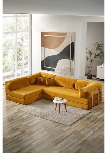 Legom Petek Aktivite Koltuğu Yatak Olabilen Çok Amaçlı Kanepe L Koltuk Hardal Hardal